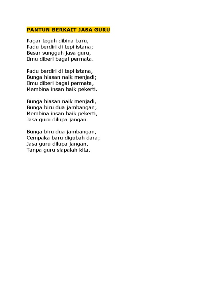Pantun Berkait Jasa Guru Pdf