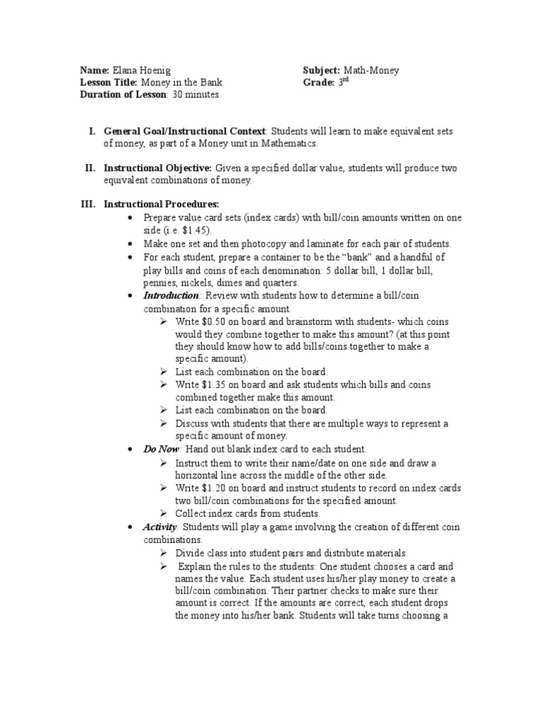 Money Combinations for 3rd Grade Math | PDF | Coins | Money