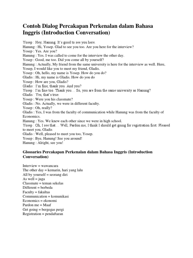 Contoh Dialog Percakapan Perkenalan Dalam Bahasa Inggris Human Munication Languages