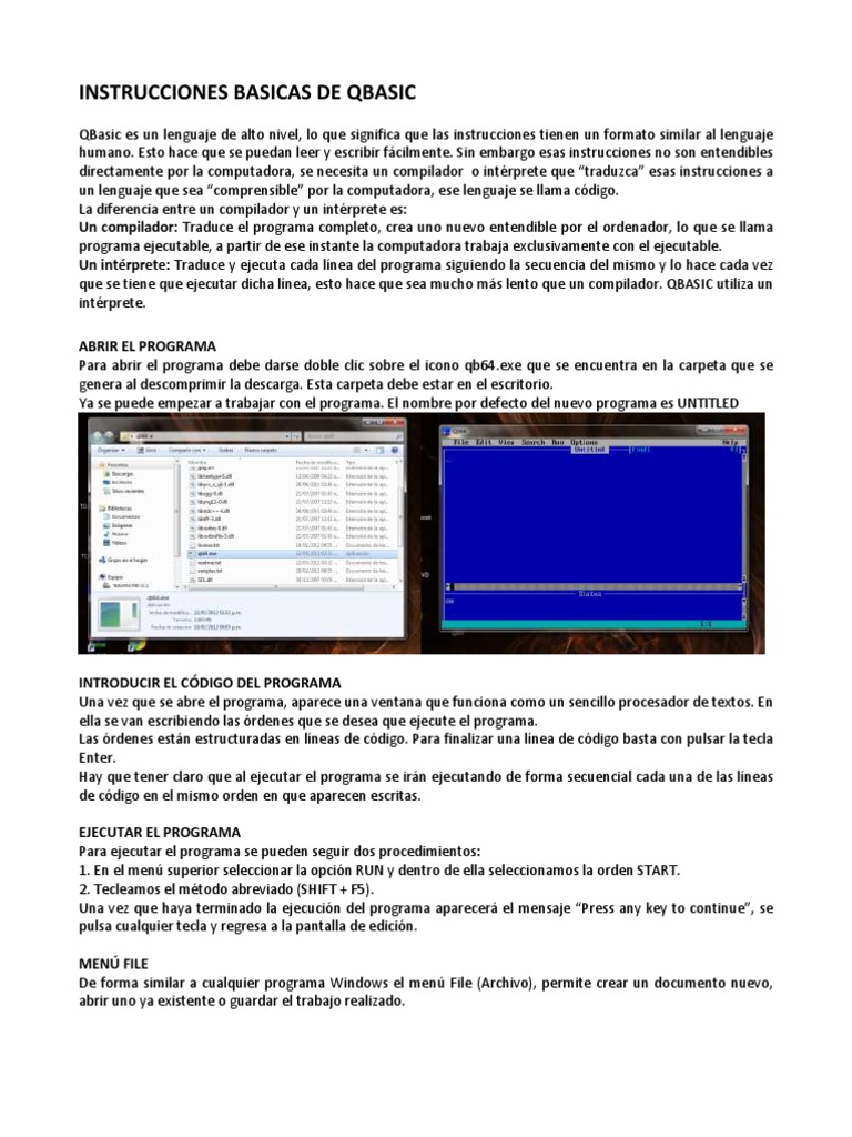 Instrucciones Basicas de Qbasic | PDF | Programa de computadora ...