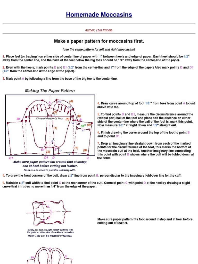 Free DIY Moccasin Pattern Guide | PDF | Seam (Sewing) | Foot