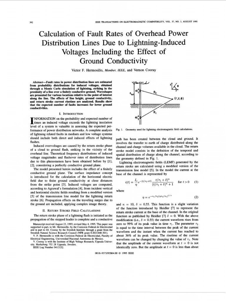 Fault Rates in Power Lines from Lightning | PDF | Lightning ...
