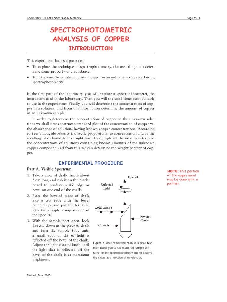 Spectrophotometric Copper Analysis | PDF | Spectrophotometry | Absorbance