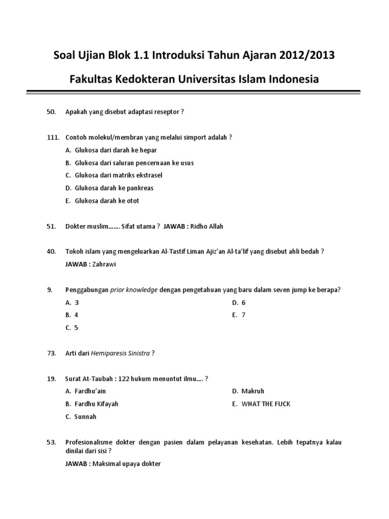 Soal Ujian Blok Mixed 1
