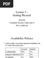 Lecture 5 - Getting Physical: Security Computer Science Tripos Part 2 Ross Anderson