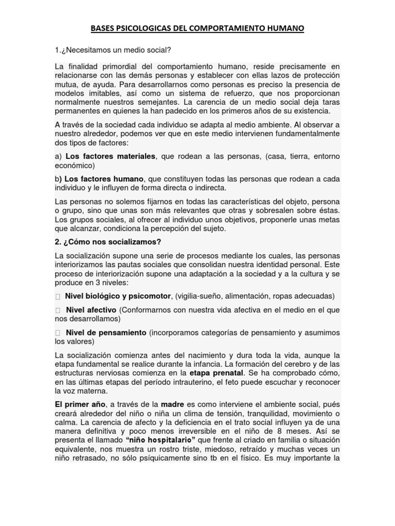 Bases Sociales del Comportamiento Humano | PDF | Actitud (psicología ...