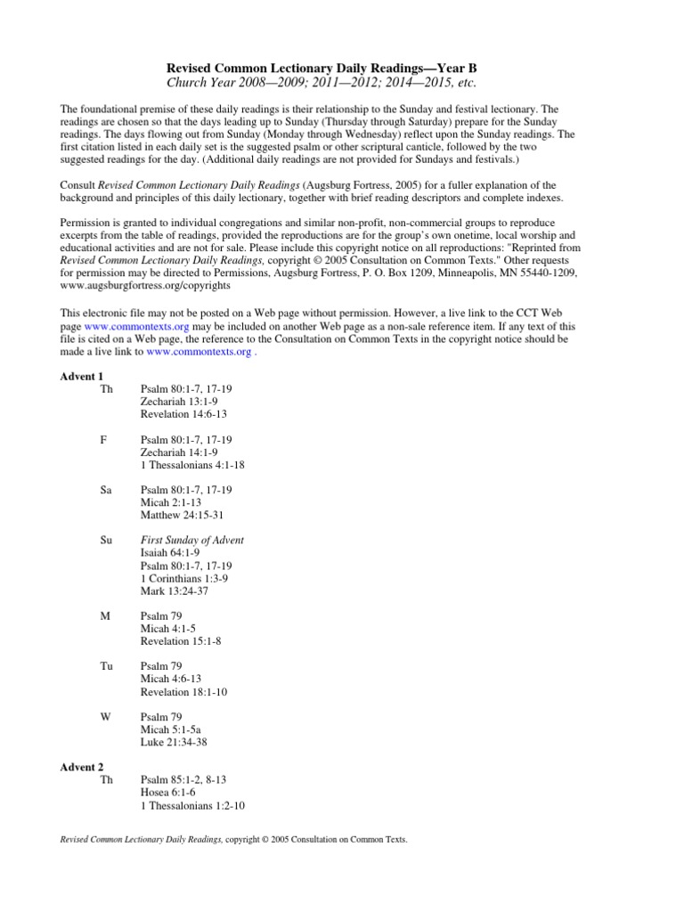 Daily Readings B Lectionary Acts Of The Apostles - 