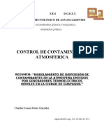 Resumen de Modelamiento de Dispersión de Contaminantes en La Atmósfera Emitidos Por Generadores Termoeléctricos Móviles en La Ciudad de Guayaquil