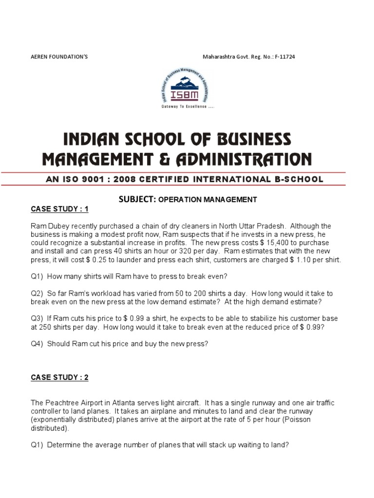 Case study for operations management with answers image