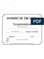 Certificate of Student of The Week