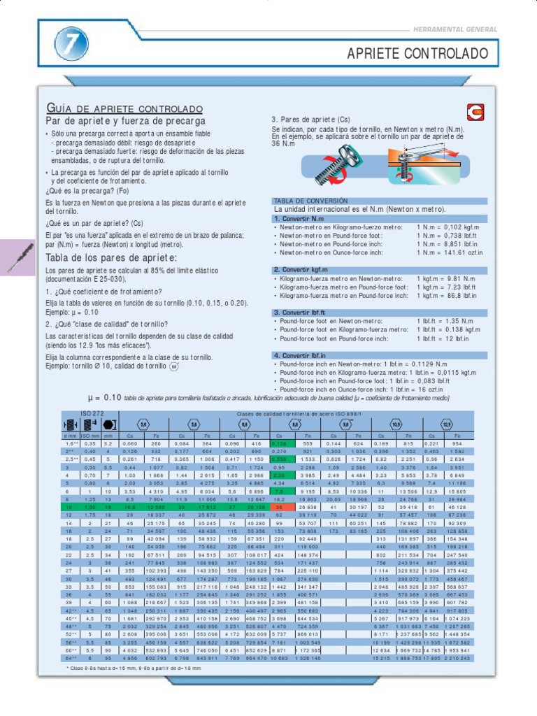 Torque Tornillos PDF Tornillo Carpintería