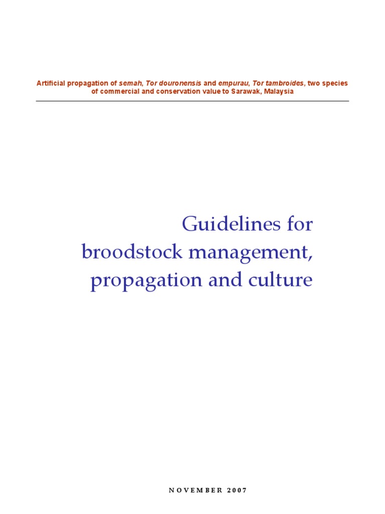 Broodstock Guidelines 08 PDF Magnesium Water Quality