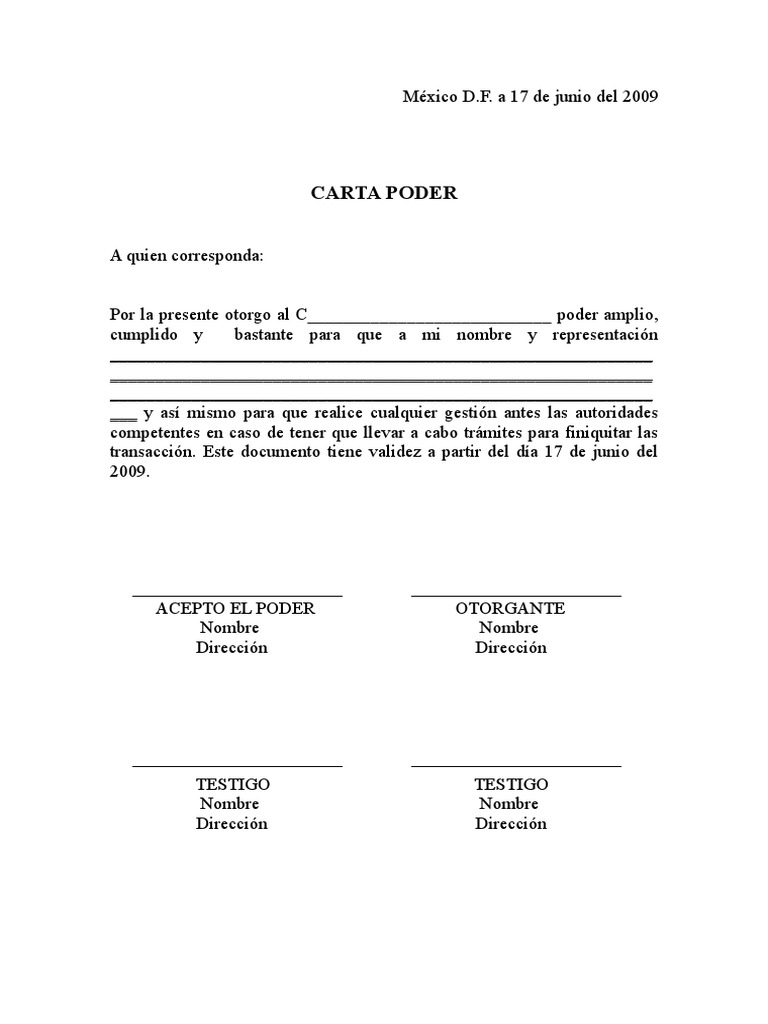 Machote Carta Poder Business