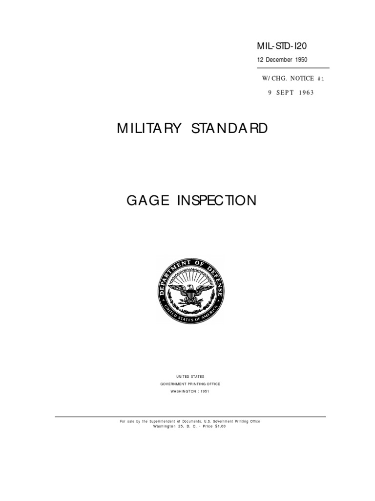 MIL STD 120 Gage Inspection | PDF | Screw | Tools