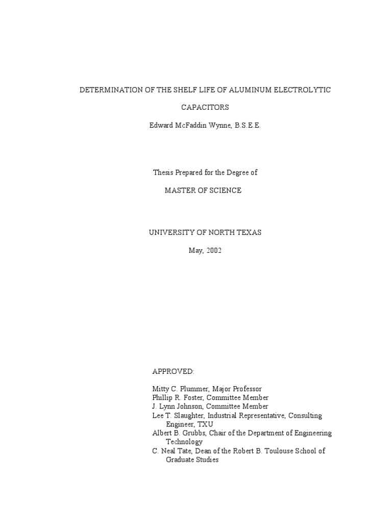 Capacitor Shelf Life and Ageing PDF Capacitor Sample Size