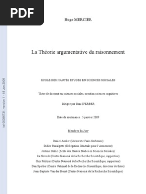 La Theorie Argumentative Du Raisonnement Selection Naturelle Evolution