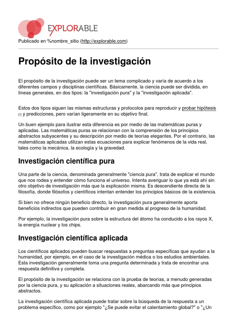 Propósito de La Investigación 20130905 PDF
