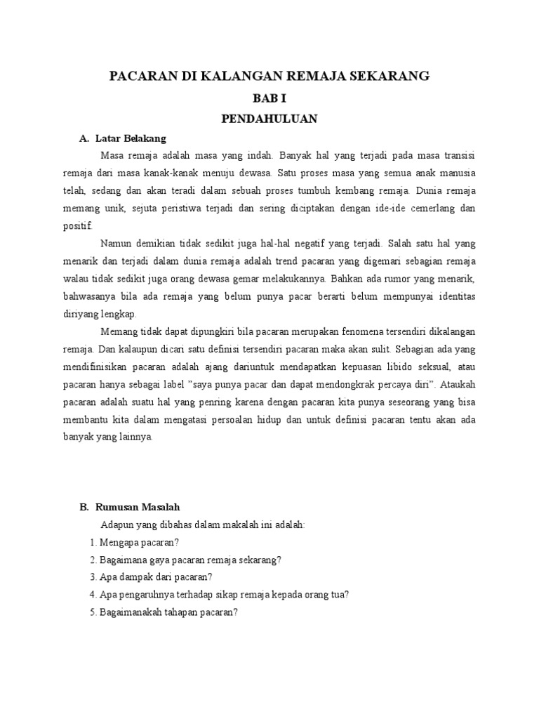 Pacaran Di Kalangan Remaja Sekarang Pdf