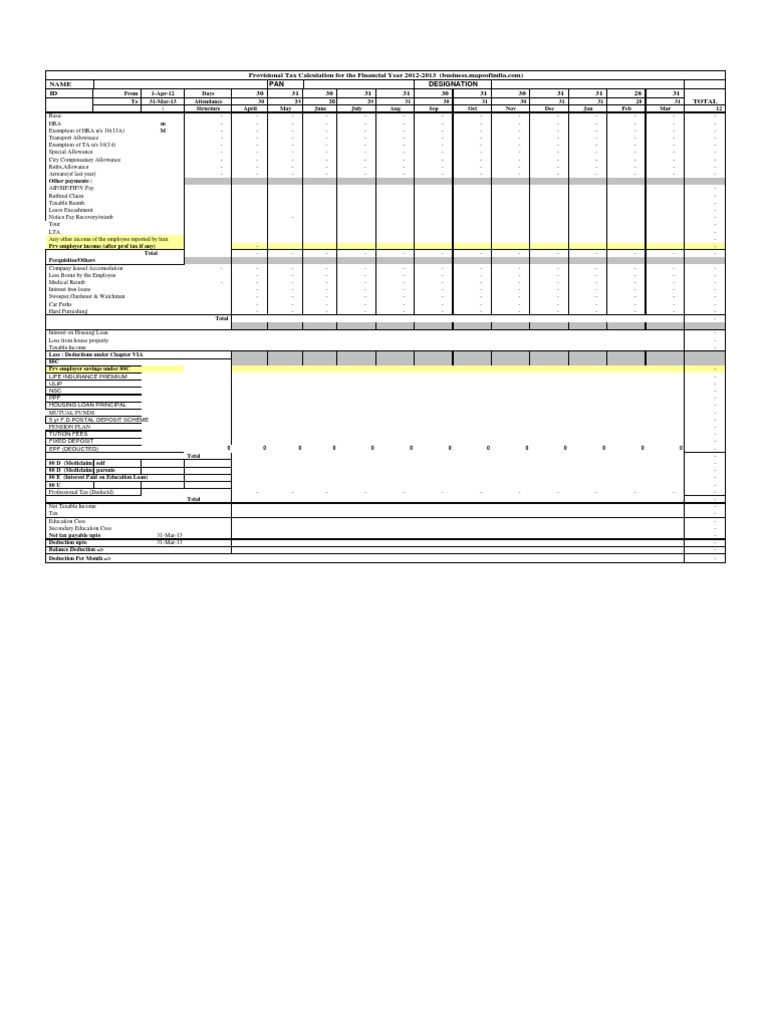 Income Tax Sheet Calculator | PDF | Business