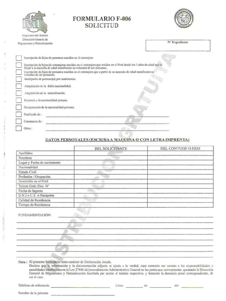 Formulario F-006 | PDF