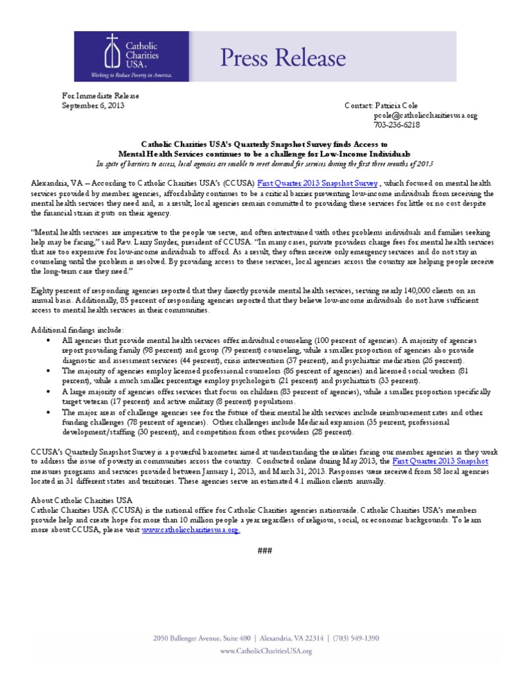 Q1 2013 Snapshot Survey - Press Release | PDF | Community Mental Health ...