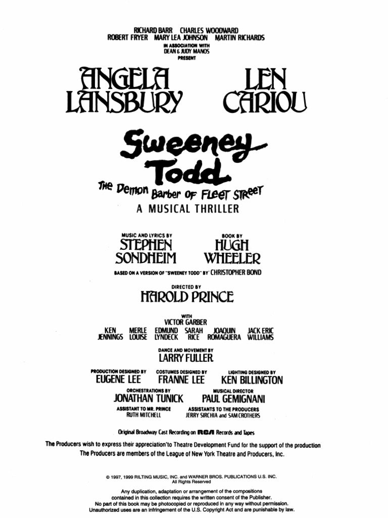 Sweeney Todd Script PDF