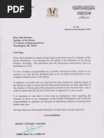 Letters from Speaker of Syrian Parliament to Speaker Boehner