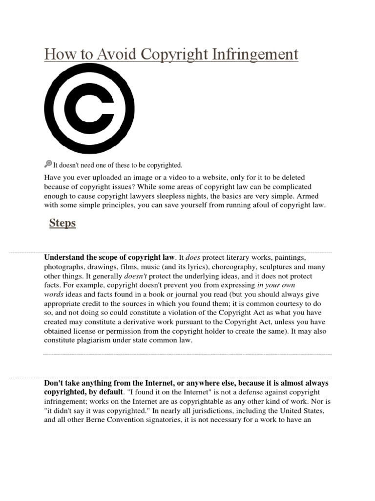 How to Avoid Copyright Infringement Fair Use Copyright