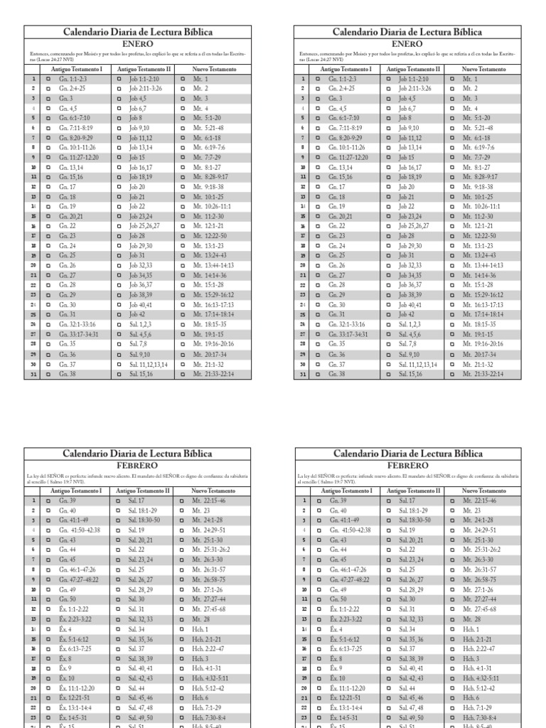 Calendario Diaria de Lectura Biblica Literatura cristiana Biblia