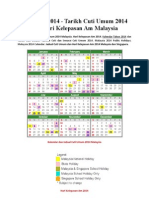 Kalendar 2014 Tarikh Cuti Umum Malaysia