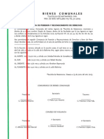 Bienes Comunales: Constancia de Posesion Y Reconocimiento de Derechos