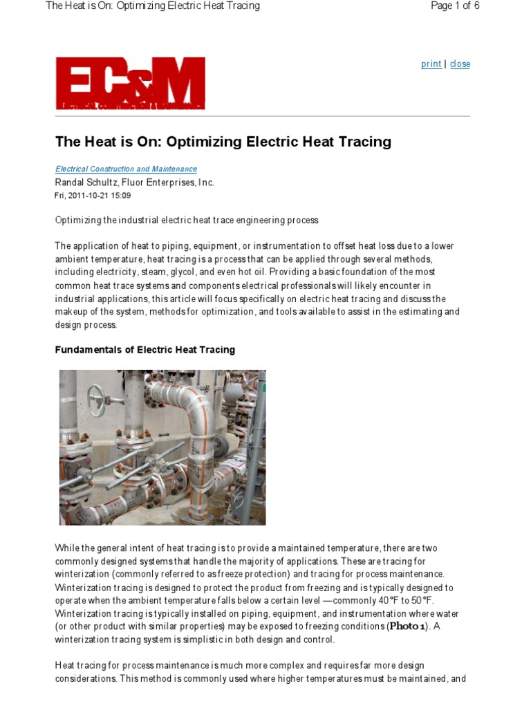 Electrical Heat Tracing Overview | PDF | Thermostat | Heat Transfer