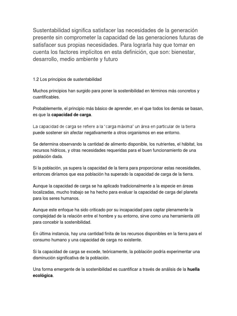Principios Clave de la Sustentabilidad | PDF | Sustentabilidad ...