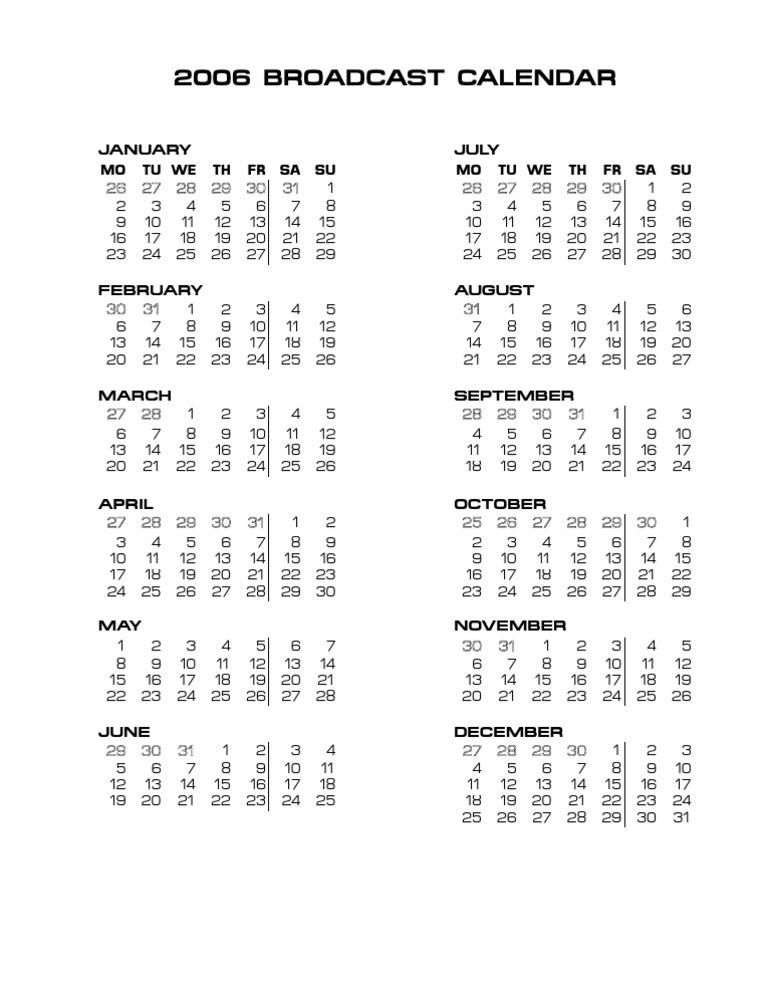 2006 Broadcast Calendar Overview | PDF
