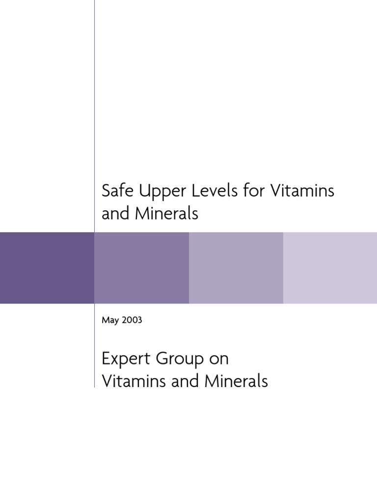 Safe Upper Levels For Vitamins and Minerals (FSA) PDF Dietary