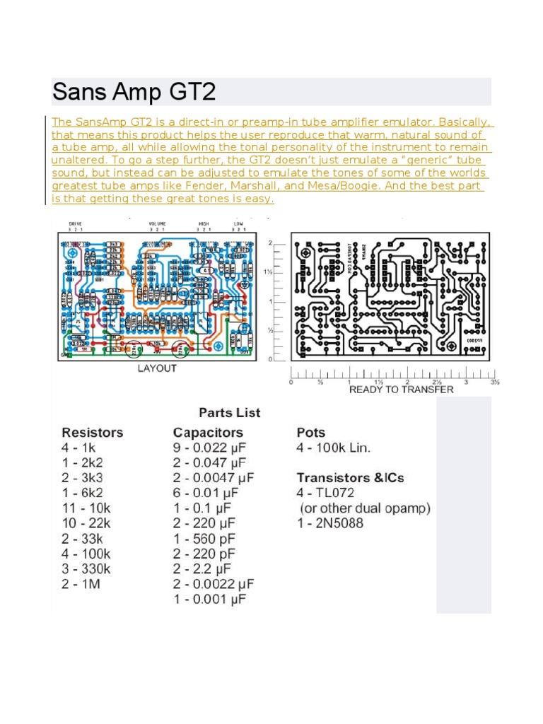 Sans Amp GT2 | PDF | Sound Technology | Signal Processing