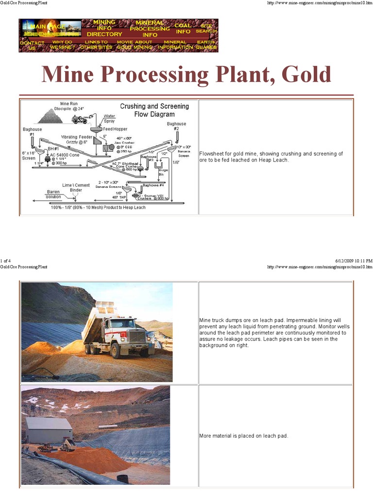 Gold Ore Processing Plant Overview | PDF | Chemical Substances | Minerals