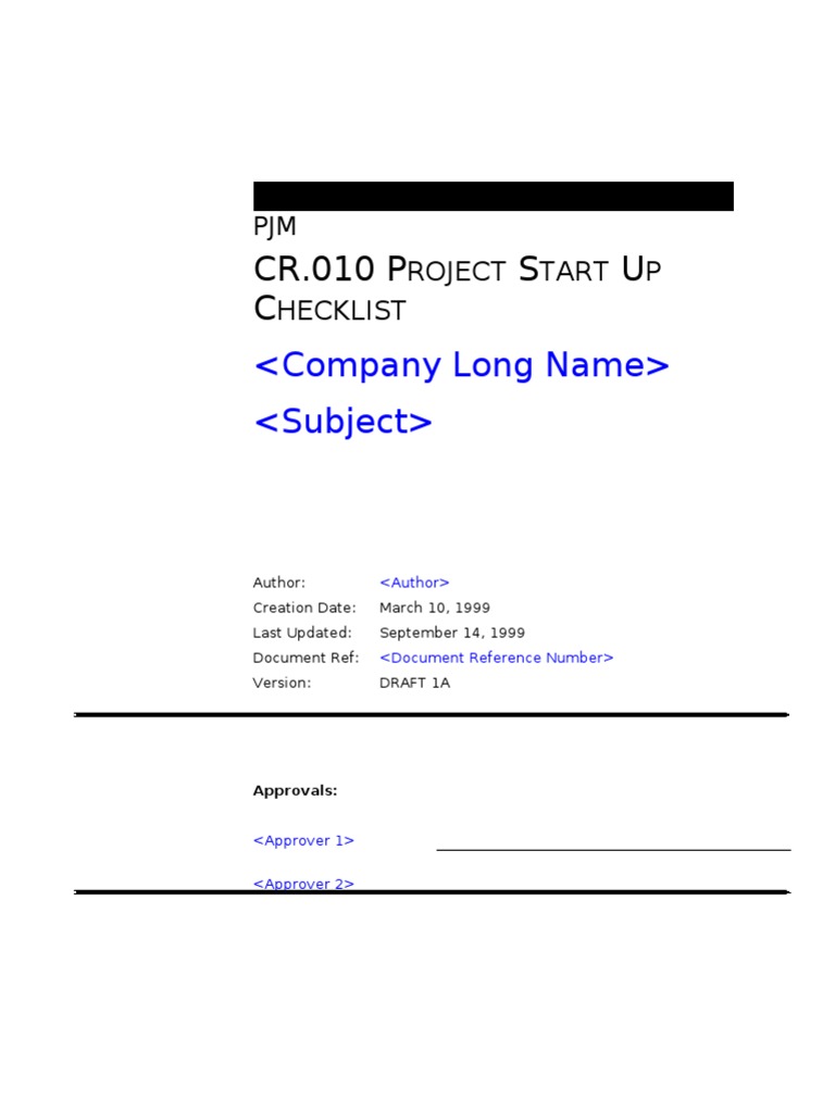 Project Start Up Checklist CR.010 | PDF | Accountability | Computing