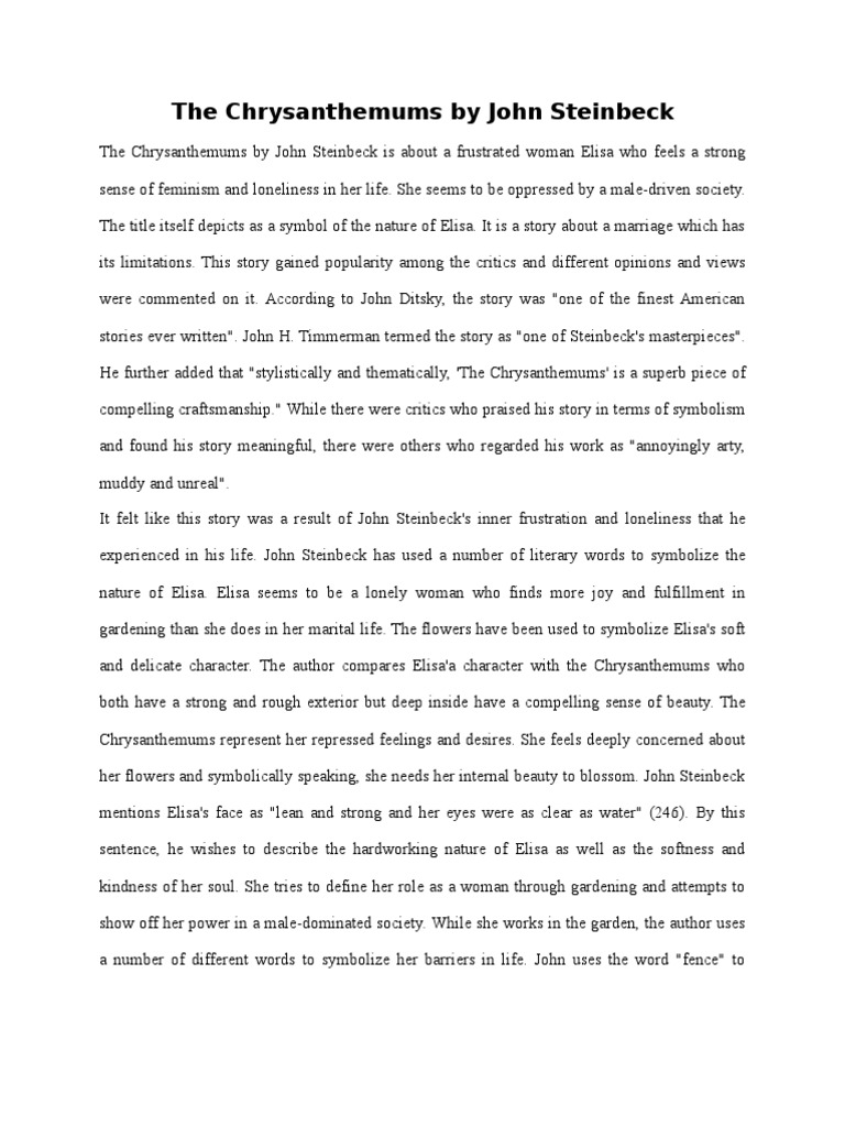 The Chrysanthemums by John Steinbeck