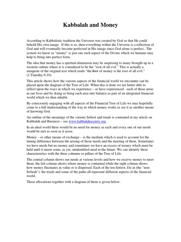 Kabbalah and Money | PDF | Payments | Financial Transaction