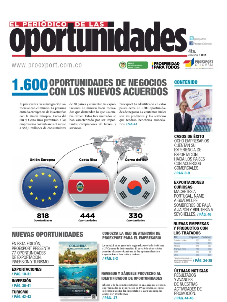 Periodico Oportunidadescuarta Edicion Colombia Exportaciones