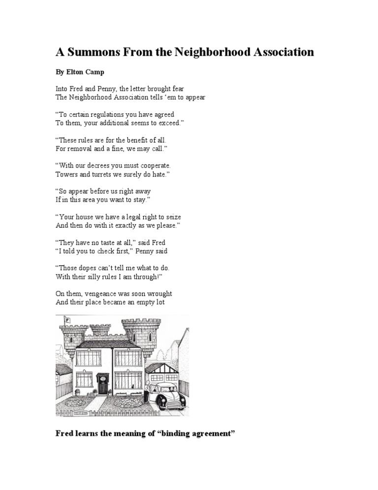 Neighborhood Association Summons Explained | PDF