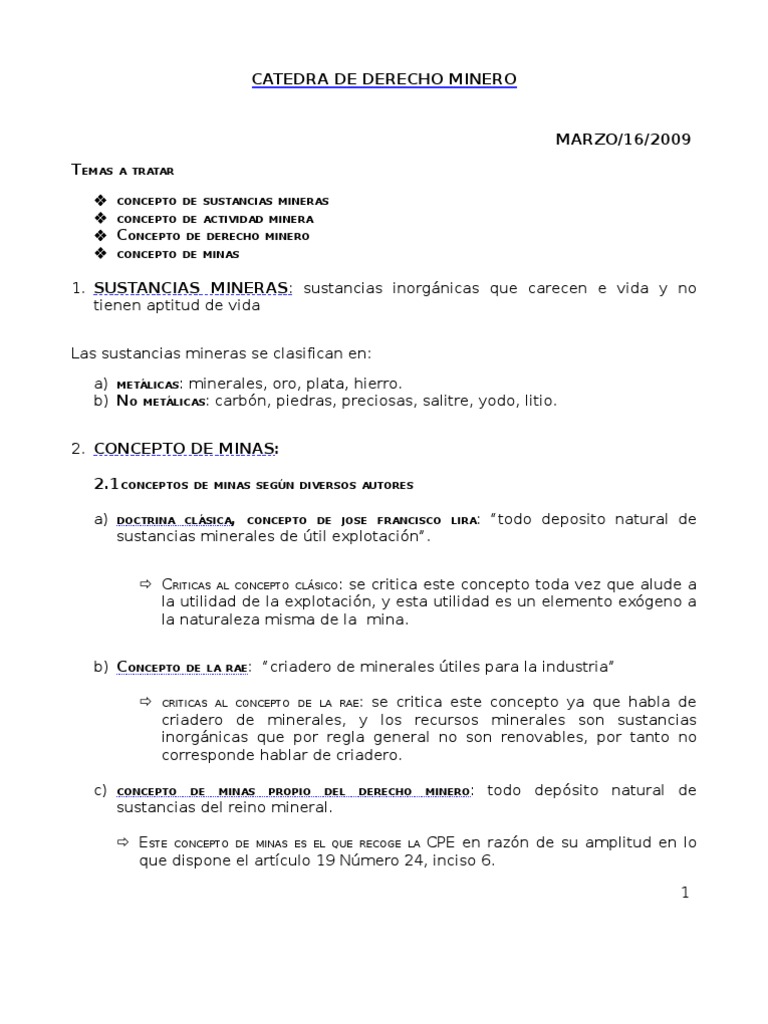 Conceptos Clave del Derecho Minero | PDF | Minería | Propiedad