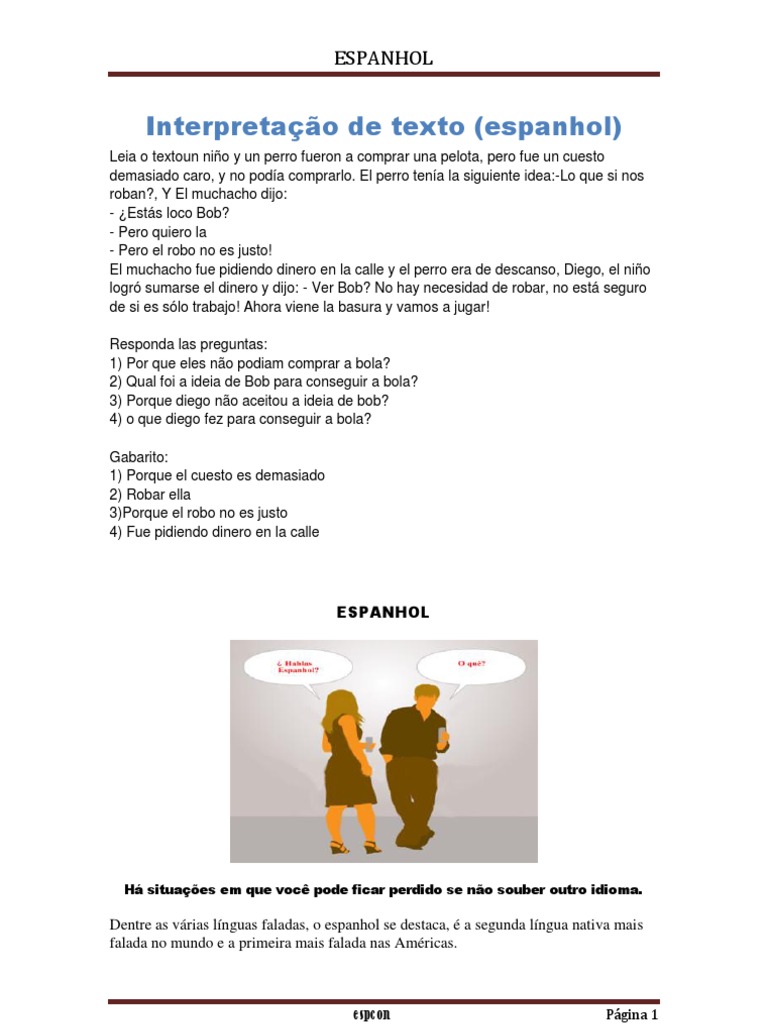 Interpretação de Texto em Espanhol | PDF | Estresse (Linguística) | Sílaba