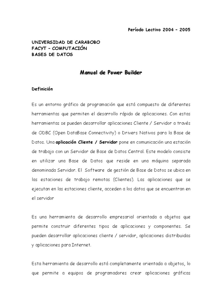 Manual de PowerBuilder para Bases de Datos | PDF | Ventana (informática ...