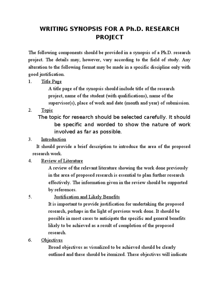 Guidelines For Synopsis & Thesis PHD  PDF  Thesis  Doctor Of