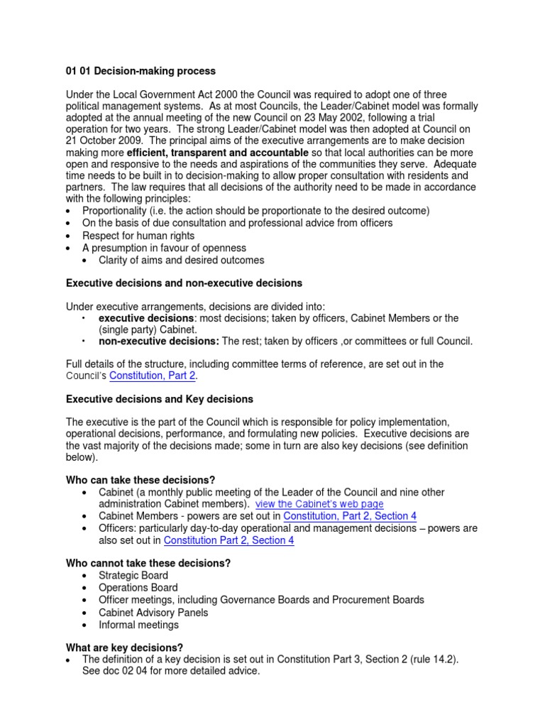 Local Government Decision-Making Guide | PDF | Cabinet (Government ...