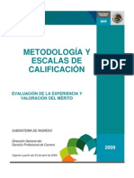 Metodología y Escalas de Calificación Experiencia y Mérito