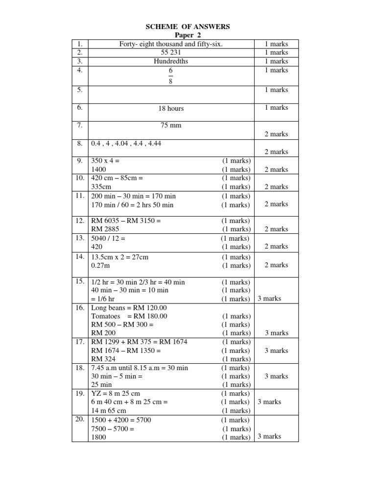 Scheme of Answers for Paper 2 | PDF