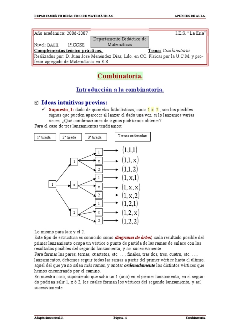 Analisis Combinatorio para Secundaria | PDF | Permutación | Combinatoria